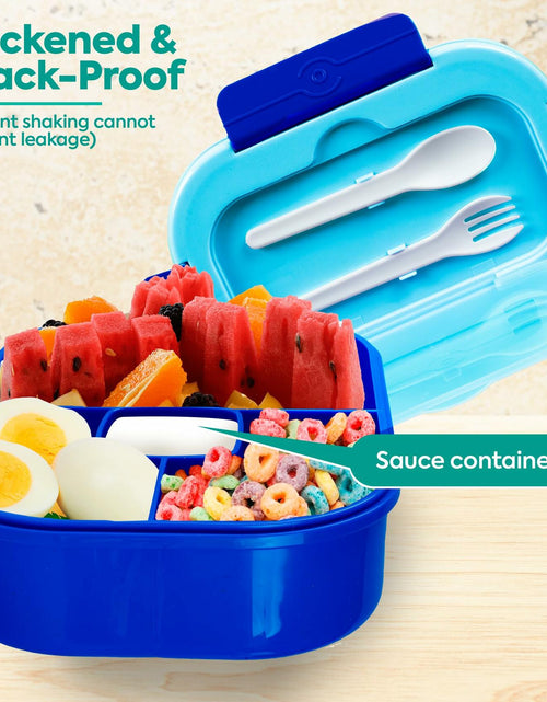 Load image into Gallery viewer, DifaBella Kids Lunch Box – 4-Compartment Bento Box with Spoon &amp; Fork (Blue)
