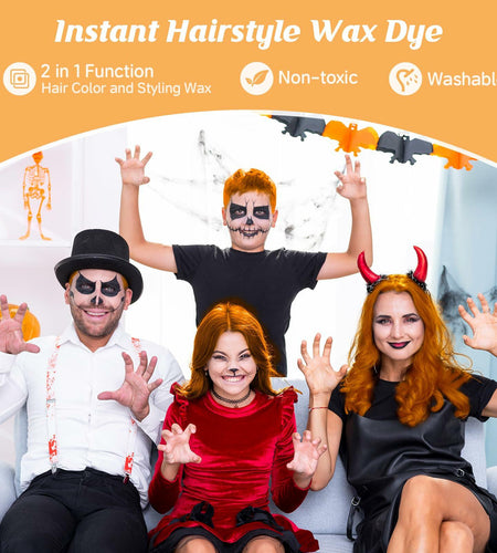Orange Spider & Octopus Temporary Hair Wax Kit Washable Fun Hair Color for Teens