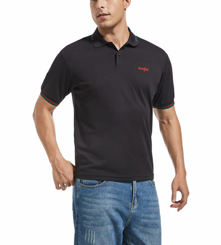 Derifelt Men’s Moisture-Wicking Polo – Quick Dry, UV Protection, Black XL
