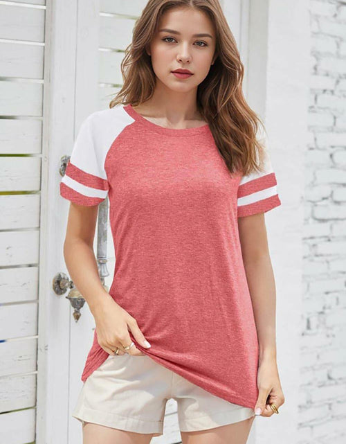 Load image into Gallery viewer, Wielsscca Women’s Summer Casual Tee – Pink, Small, Short Sleeve Loose Fit
