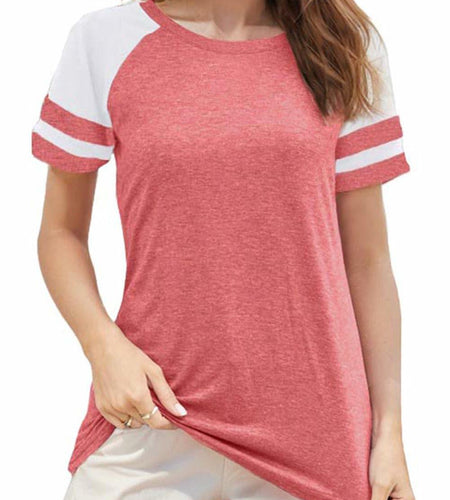 Wielsscca Women’s Summer Casual Tee – Pink, Small, Short Sleeve Loose Fit
