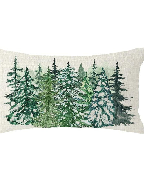 Load image into Gallery viewer, FELENIW Christmas Cedar Tree Watercolor Throw Pillow Cover 12x20in Cotton Linen
