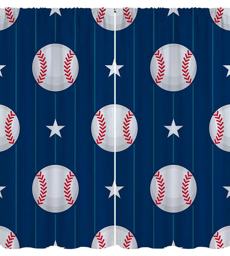 Baseball Blackout Curtains American Flag Thermal Rod Pocket 63x63in ✅