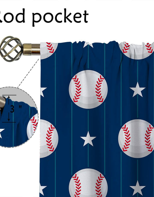 Load image into Gallery viewer, Baseball Blackout Curtains American Flag Thermal Rod Pocket 63x63in ✅
