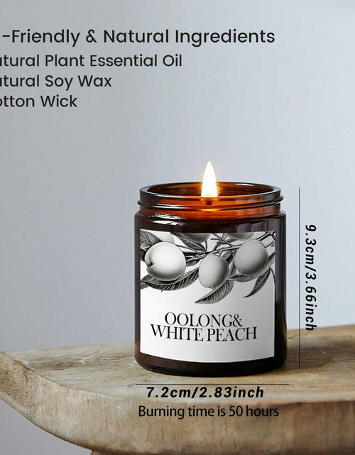 Load image into Gallery viewer, Oolong &amp; White Peach Scented Soy Candle Aromatherapy Black Jar Gift
