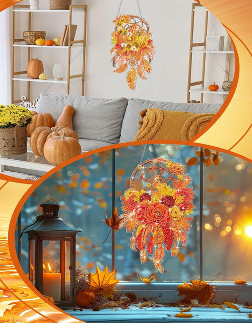 Load image into Gallery viewer, Saillong Fall Thanksgiving Diamond Art Suncatcher Pumpkin Hanging Decor 2PCS
