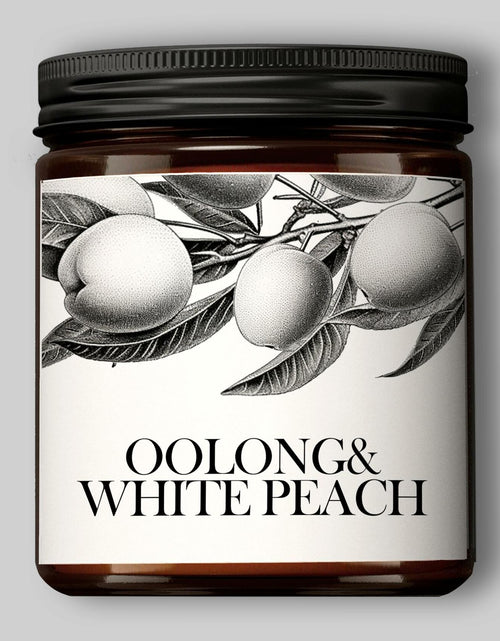 Load image into Gallery viewer, Oolong &amp; White Peach Scented Soy Candle Aromatherapy Black Jar Gift
