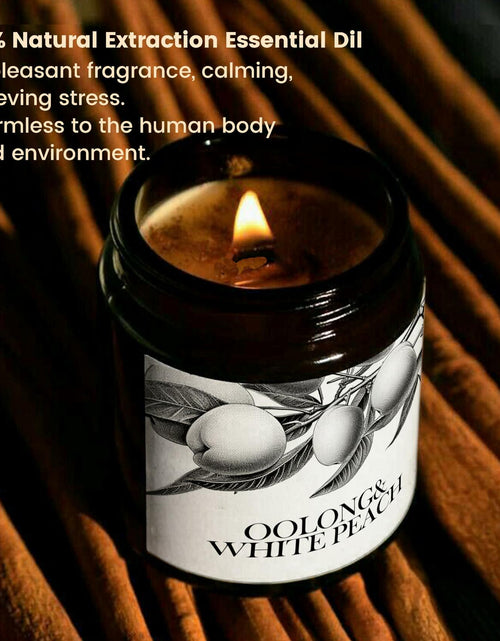 Load image into Gallery viewer, Oolong &amp; White Peach Scented Soy Candle Aromatherapy Black Jar Gift
