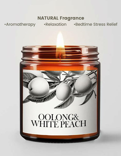 Load image into Gallery viewer, Oolong &amp; White Peach Scented Soy Candle Aromatherapy Black Jar Gift
