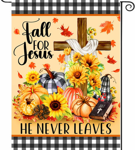 4SEASONS POD “Fall For Jesus” Autumn Pumpkin Christian Garden Flag 12x18