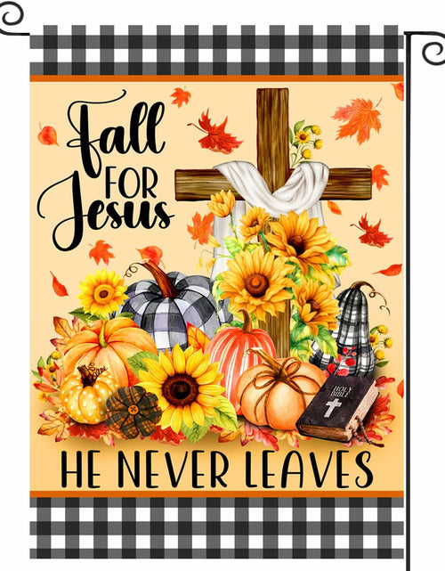 Load image into Gallery viewer, 4SEASONS POD “Fall For Jesus” Autumn Pumpkin Christian Garden Flag 12x18
