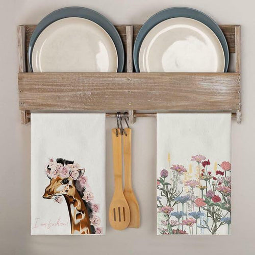 Load image into Gallery viewer, Ymaotrade 2-Pack Giraffe &amp; Flower Dish Towels Microfiber Quick Dry 24x16in
