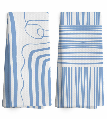 TAEDIN 2PCS Blue Abstract Art Kitchen Towels 16x24in Dish Tea Towels