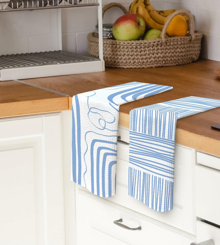 TAEDIN 2PCS Blue Abstract Art Kitchen Towels 16x24in Dish Tea Towels