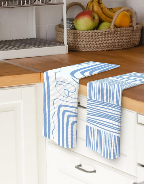 Load image into Gallery viewer, TAEDIN 2PCS Blue Abstract Art Kitchen Towels 16x24in Dish Tea Towels
