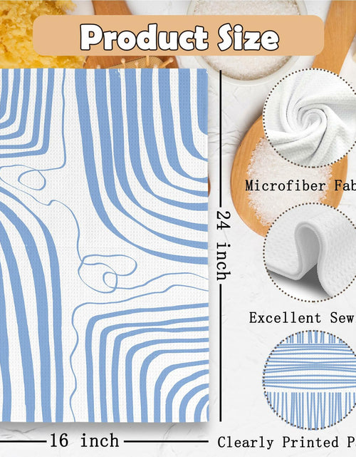 Load image into Gallery viewer, TAEDIN 2PCS Blue Abstract Art Kitchen Towels 16x24in Dish Tea Towels
