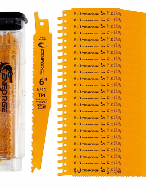 Load image into Gallery viewer, Cenforge 25PC Reciprocating Saw Blades 6" Bi-Metal Wood With Nails M42+D6A

