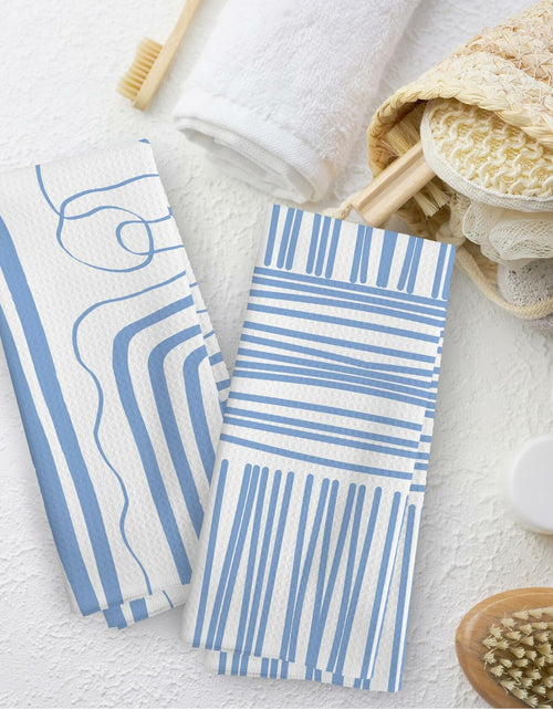 Load image into Gallery viewer, TAEDIN 2PCS Blue Abstract Art Kitchen Towels 16x24in Dish Tea Towels
