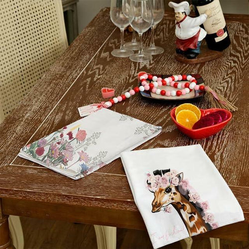 Load image into Gallery viewer, Ymaotrade 2-Pack Giraffe &amp; Flower Dish Towels Microfiber Quick Dry 24x16in
