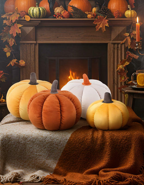 Load image into Gallery viewer, Yookeer 2PCS Halloween Pumpkin Throw Pillows Velvet 3D Soft Decorative Cushion
