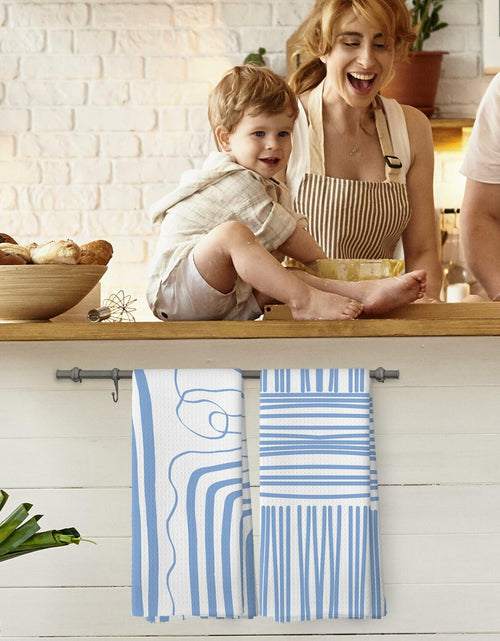 Load image into Gallery viewer, TAEDIN 2PCS Blue Abstract Art Kitchen Towels 16x24in Dish Tea Towels

