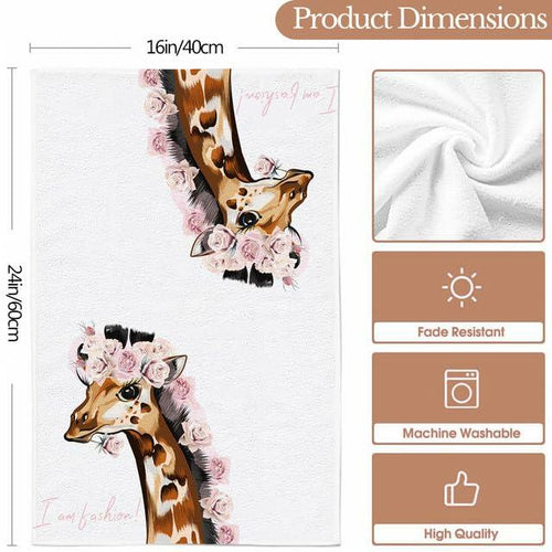 Load image into Gallery viewer, Ymaotrade 2-Pack Giraffe &amp; Flower Dish Towels Microfiber Quick Dry 24x16in
