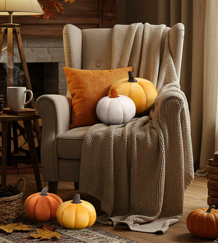 Yookeer 2PCS Halloween Pumpkin Throw Pillows Velvet 3D Soft Decorative Cushion