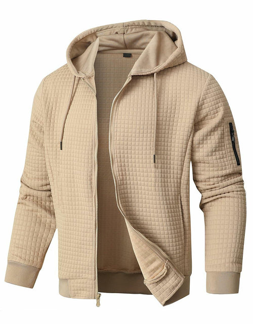 Load image into Gallery viewer, SAVKOOV Mens Lightweight Hoodie Full Zip Sweatshirt Casual Jacket Coat Khaki

