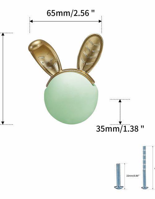 Load image into Gallery viewer, Evionlin 2pcs Green Rabbit Ceramic Cabinet Handles Kitchen Drawer Pulls
