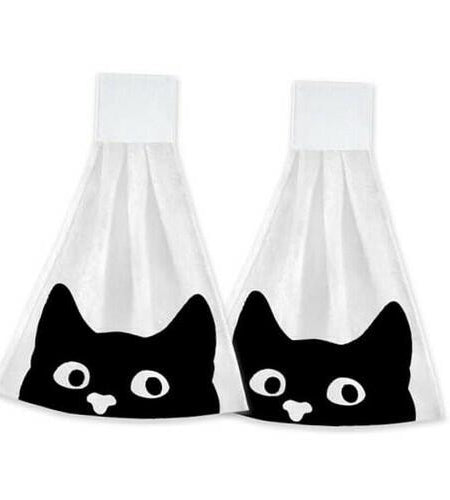 CIAIDU Halloween Black Cat Kitchen Hand Towels 2-Pack Farmhouse Home