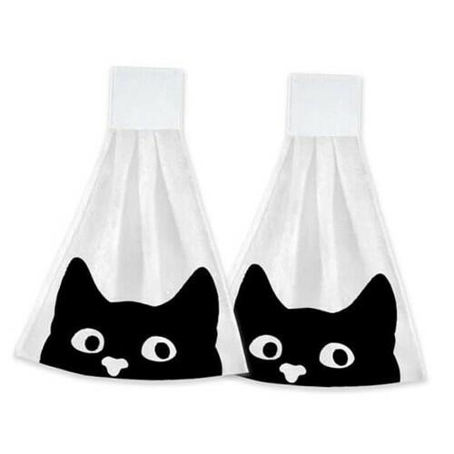 Load image into Gallery viewer, CIAIDU Halloween Black Cat Kitchen Hand Towels 2-Pack Farmhouse Home
