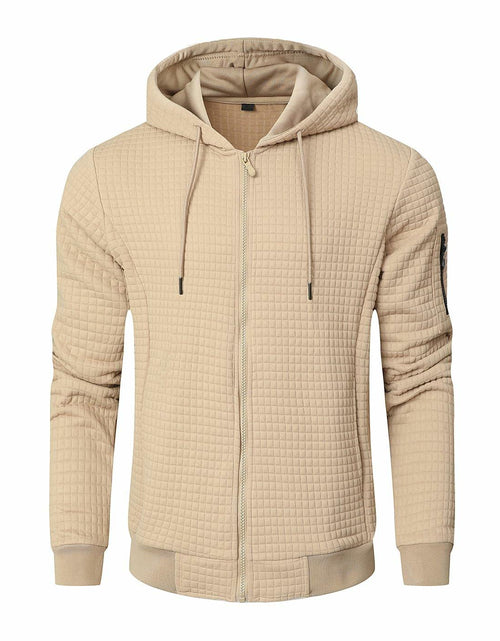 Load image into Gallery viewer, SAVKOOV Mens Lightweight Hoodie Full Zip Sweatshirt Casual Jacket Coat Khaki
