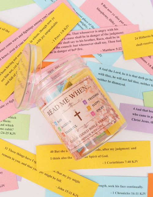 Load image into Gallery viewer, Handmade Bible Verse Jar Hope Prayer Scripture Christian Gift 96 KJV Verses
