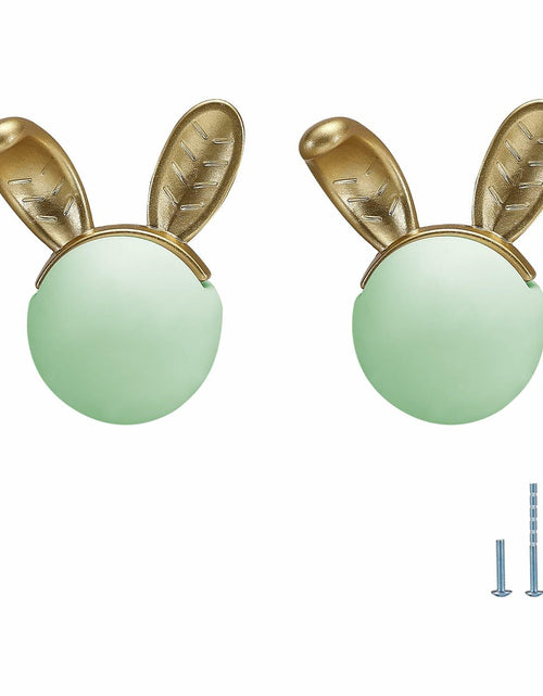 Load image into Gallery viewer, Evionlin 2pcs Green Rabbit Ceramic Cabinet Handles Kitchen Drawer Pulls
