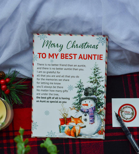 BlinkWishes Christmas Card for Aunt with Envelope & Seal | Xmas Gift