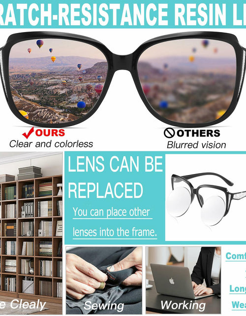 Load image into Gallery viewer, Yiwaeye Oprah Style Oversized Reading Glasses +1.5 with Chain Black/Tortoise
