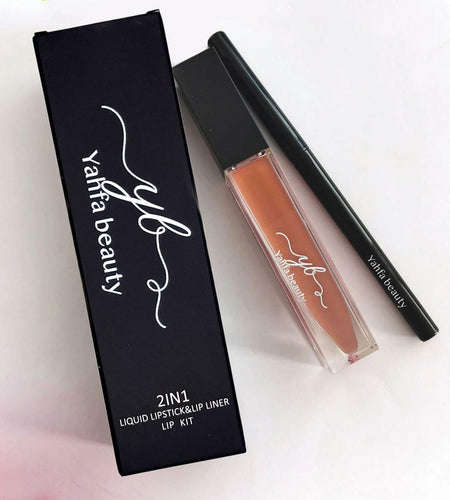 YAHFA BEAUTY | LIPLINER + MATTE LIQUID LIPSTICK | ALL-IN-ONE KIT (NUDE)