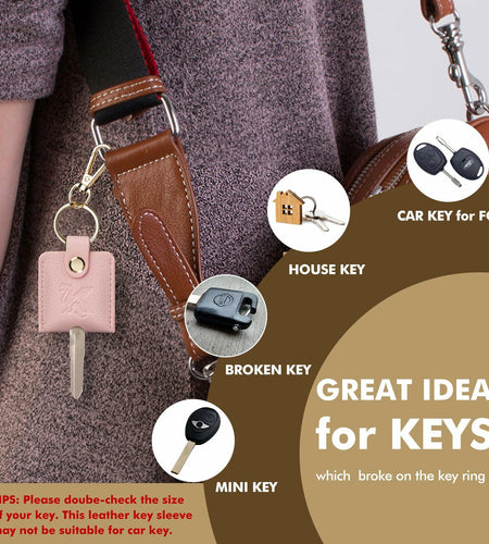 KARENSKEYS Leather Car Key Cover 2pcs Key Sleeve Loop Replacement