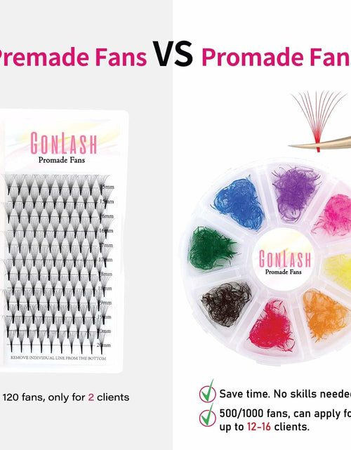 Load image into Gallery viewer, 1000pcs Colorful Premade Volume Lash Extensions 6D C Curl 13mm
