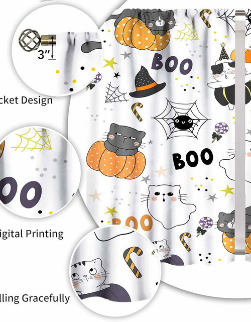 Load image into Gallery viewer, Lnepty Halloween Kids Curtains Cute Cat Pumpkin Ghost 42x45 2 Panels
