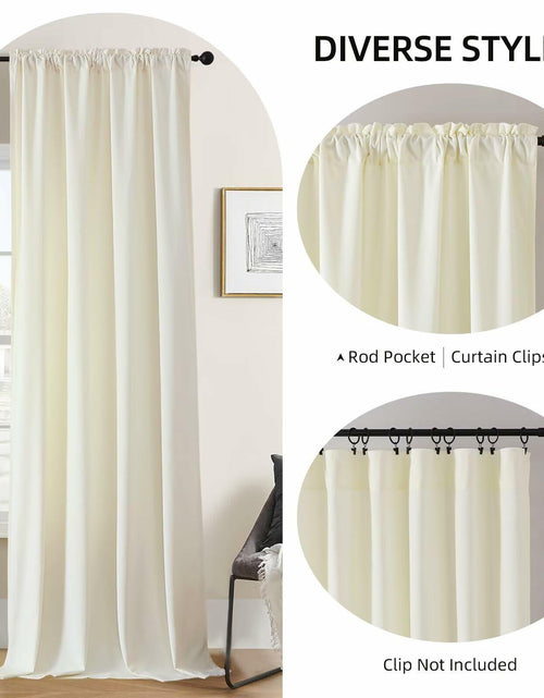 Load image into Gallery viewer, Joydeco White Velvet Blackout Curtains 90” 2 Panels Thermal Insulated Drapes

