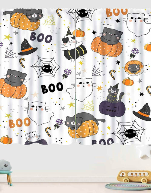 Load image into Gallery viewer, Lnepty Halloween Kids Curtains Cute Cat Pumpkin Ghost 42x45 2 Panels
