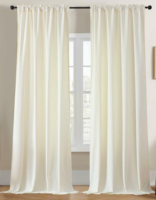 Load image into Gallery viewer, Joydeco White Velvet Blackout Curtains 90” 2 Panels Thermal Insulated Drapes
