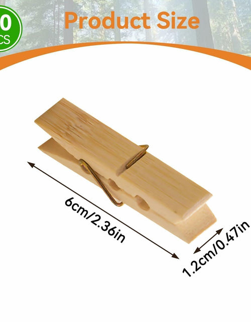 Load image into Gallery viewer, Mini Wooden Clothespins 20PCS Bamboo Clothes Pins Spring Clips Windproof
