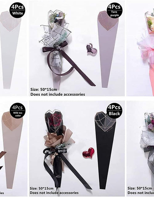Load image into Gallery viewer, JOSON 24pcs Flower Packaging Bags 6 Colors Single Rose Diamond Heart Gift
