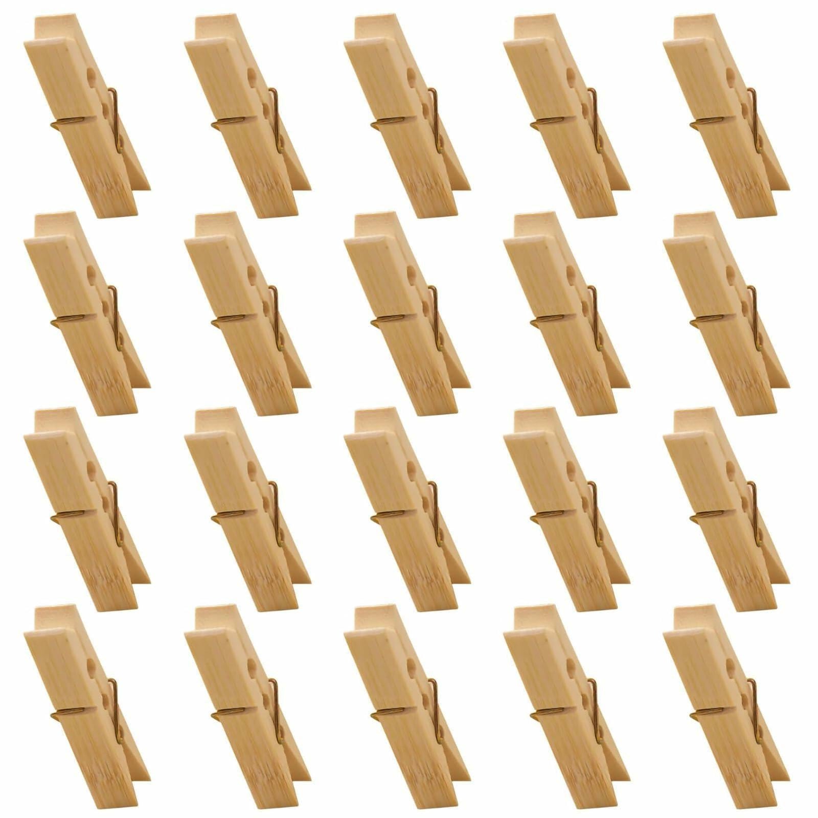 Mini Wooden Clothespins 20PCS Bamboo Clothes Pins Spring Clips Windproof