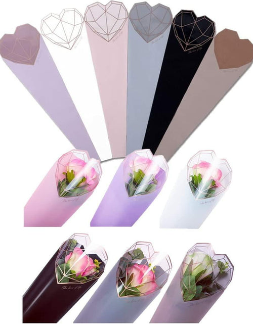 Load image into Gallery viewer, JOSON 24pcs Flower Packaging Bags 6 Colors Single Rose Diamond Heart Gift
