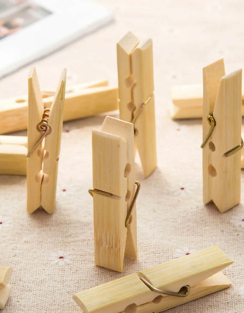 Load image into Gallery viewer, Mini Wooden Clothespins 20PCS Bamboo Clothes Pins Spring Clips Windproof
