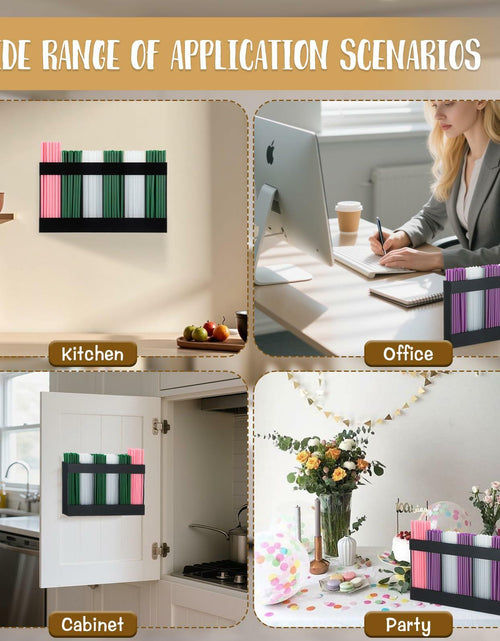 Load image into Gallery viewer, Acrylic Straw Holder 6-Compartment Organizer Gray | Cabinet or Counter Mount
