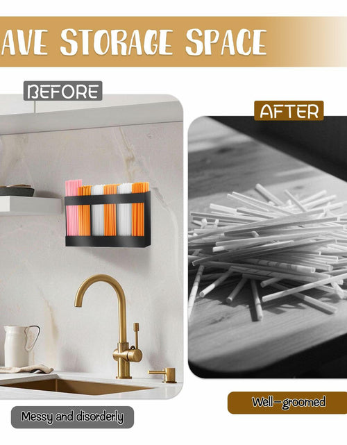 Load image into Gallery viewer, Acrylic Straw Holder 6-Compartment Organizer Gray | Cabinet or Counter Mount

